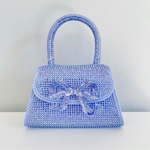 SELF PORTRAIT Mini Bow Crystal Embellished Silk Purse